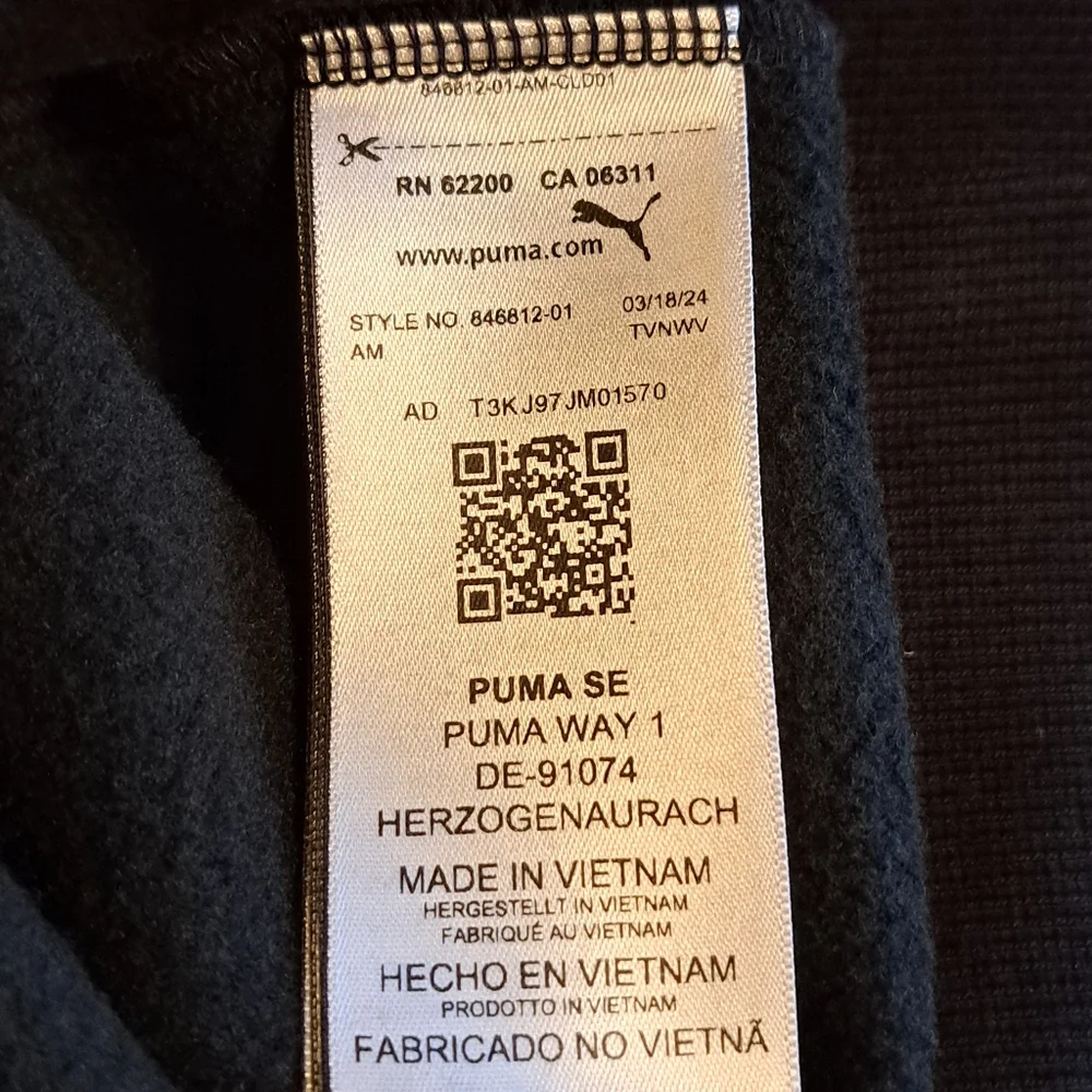 Puma Black Sweatshirt Iconic Logo Athletic Style Size XL - Picture 5 of 7